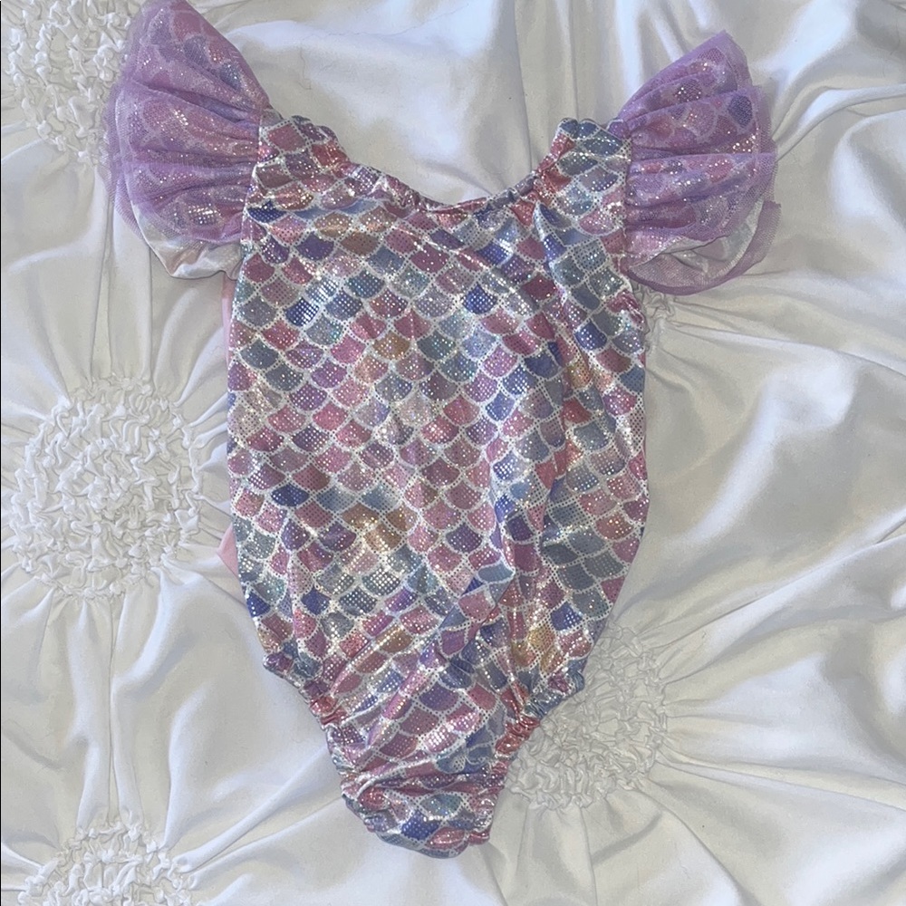 Purple and Pink Bodysuit with Ruffled Sleeves